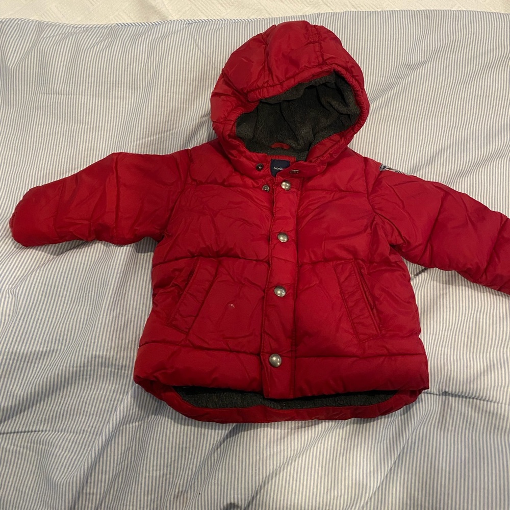 Gap Boys Red Puffer Winter Jacket Size 18-24 Months